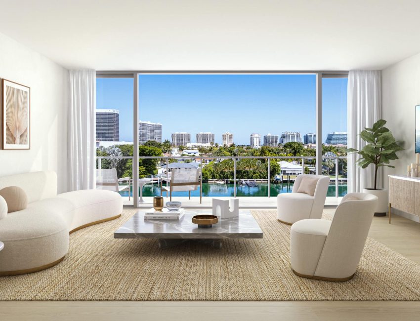 La Baia Bay Harbor Islands living room with bay view