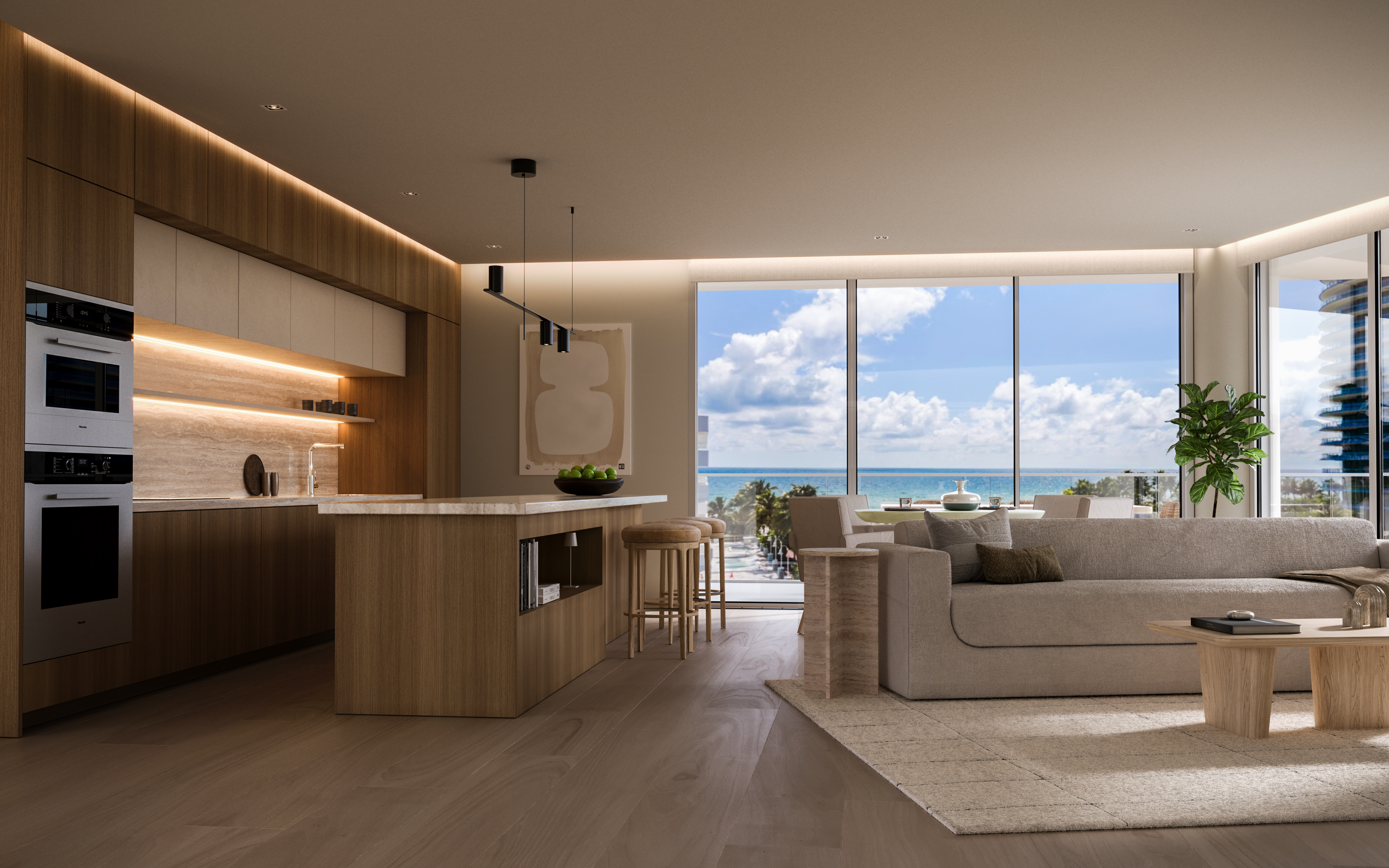 Surf Row Residences Surfside living room